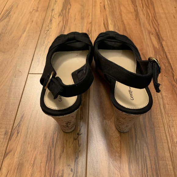 Black Peep-Toe Wedges - Picture 3 of 4